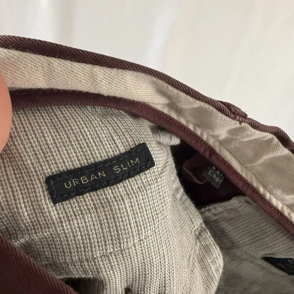 J. Crew Broken In Urban Slim Chino Pants Men's 31x30 Burgundy Flat Front